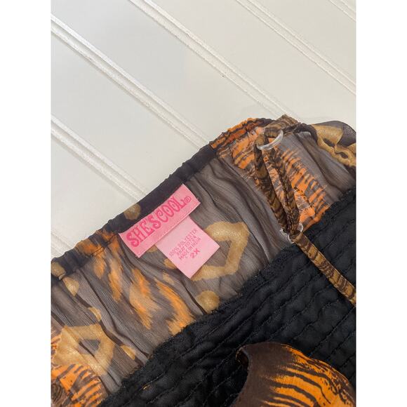 She’s is Cool Women’s V-Neck Maxi Dress Brown & Yellow Print Sleeveless Size 2XL - Picture 8 of 8